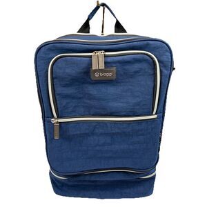 Biaggi EUC Dark Blue Carryon Cube Backpack Laptop Sleeve Removable Bottom Pouch